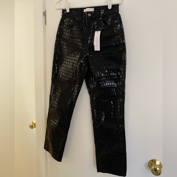 NWT 95$ Topshop high waist crocodile print pants - Picture 5 of 5
